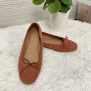 Soludos bow rustic orange ballerina flat shoes comfy breathable size 10‎